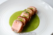 培根卷三文鱼配柠檬青葱酱，西式创意料理教程