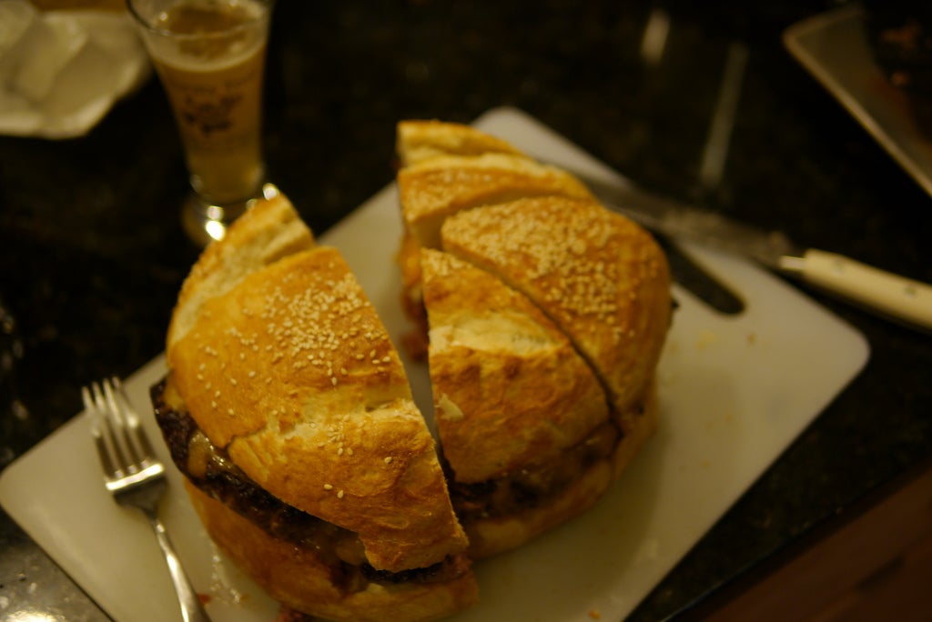 Bacon Cheese Burger for Six (AKA MONSTER BURGER)