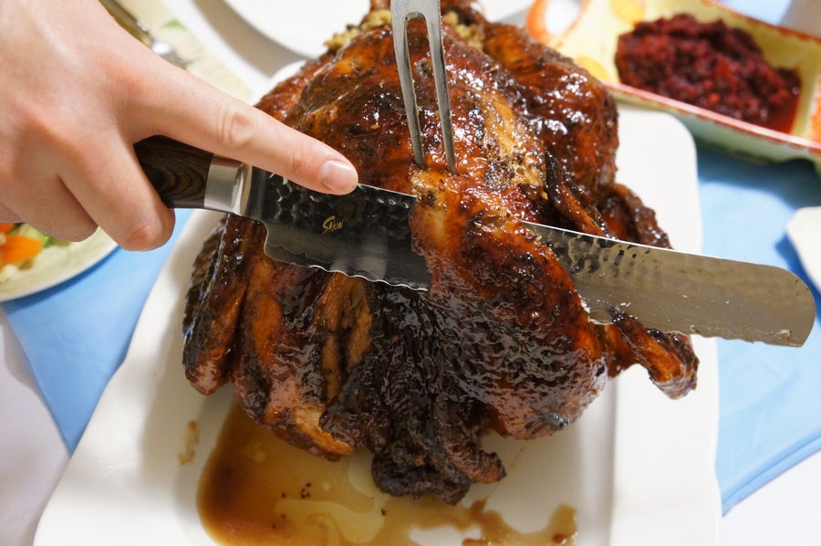 黄油浸渍石榴釉烤火鸡