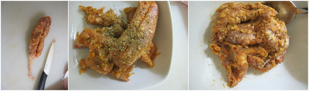 处理香肠肉
