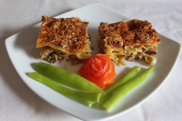 烟熏三文鱼蘑菇千层面