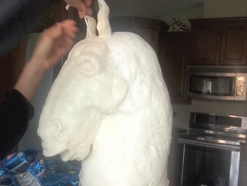 在头部和颈部后方插入棒棒糖棍