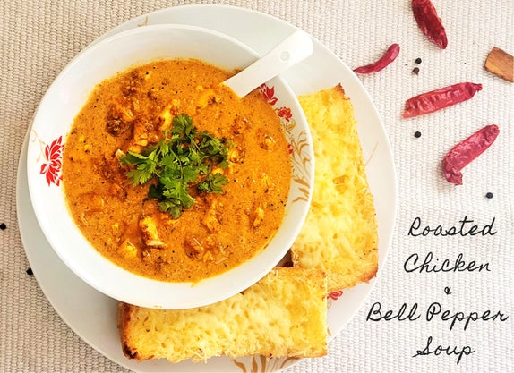 懒人冬季暖身烤鸡甜椒汤