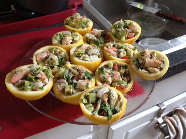 柠檬杯装海鲜酸橘汁腌鱼