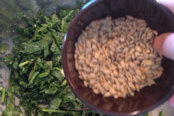 Add Sunflower Seeds and Dried Cranberries and Mix Together