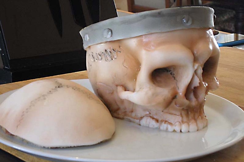 Skull Cake With Hovering Beer Can