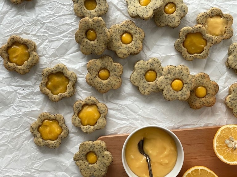 柠檬凝乳罂粟籽林泽饼干