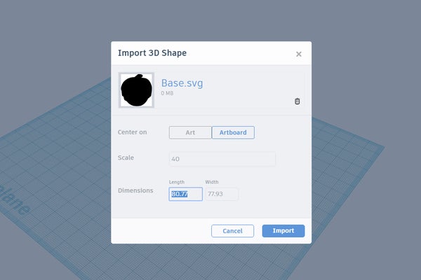 设计:导入基底SVG到Tinkercad